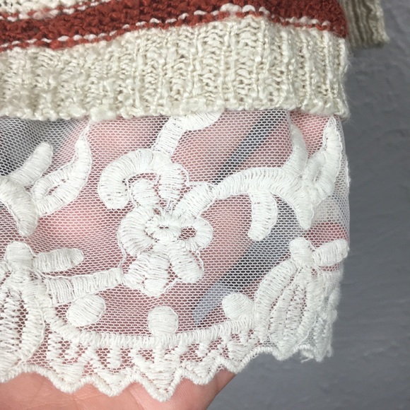 Pink Rose Creme & Burnt Orange Striped Sweater Top - Picture 2 of 10